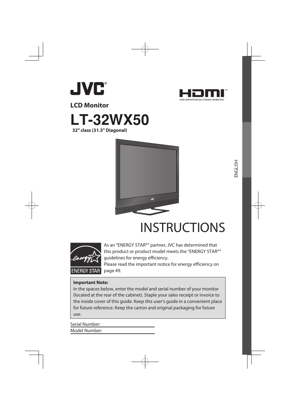 Lt-32wx50, Instructions | JVC LT-32WX50 User Manual | Page 2 / 79