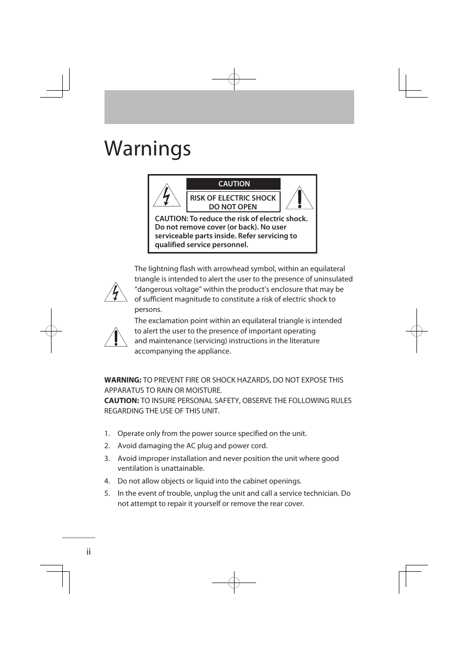 Warnings | JVC LT-32WX50 User Manual | Page 3 / 79