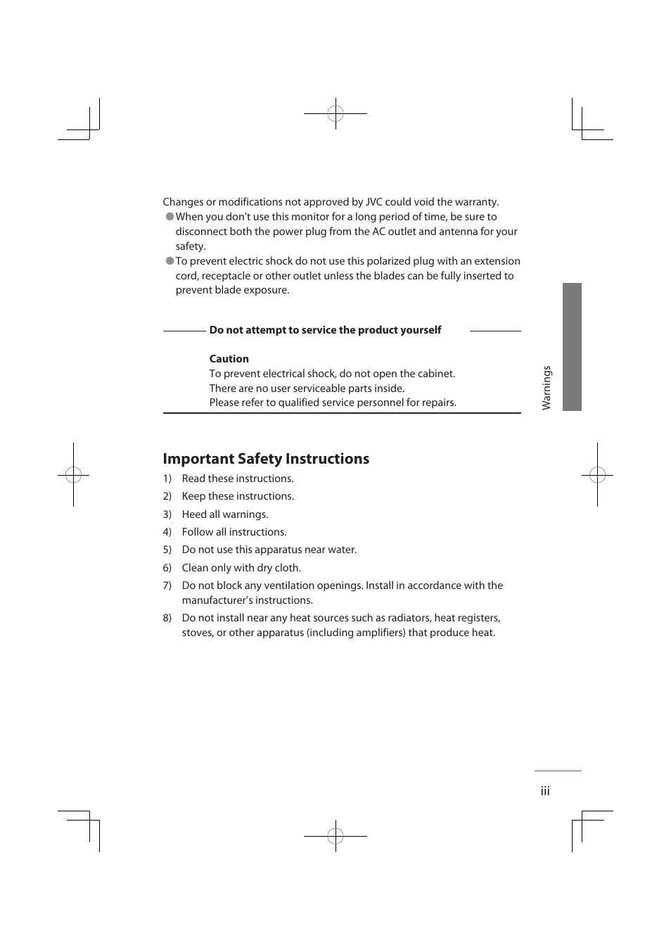 Important safety instructions | JVC LT-32WX50 User Manual | Page 4 / 79