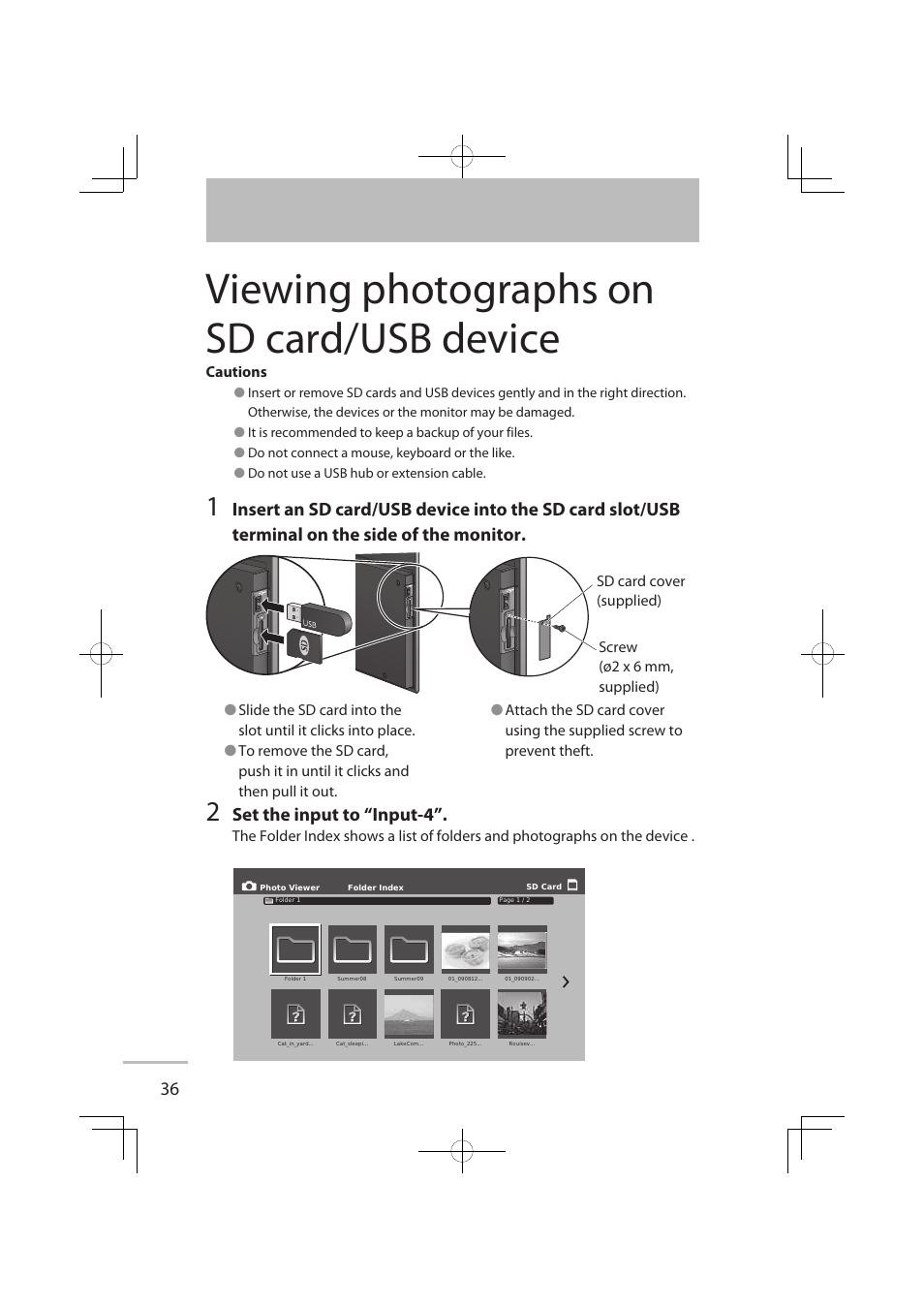 Viewing photographs on sd card/usb device, Set the input to “ input-4 | JVC LT-32WX50 User Manual | Page 55 / 79