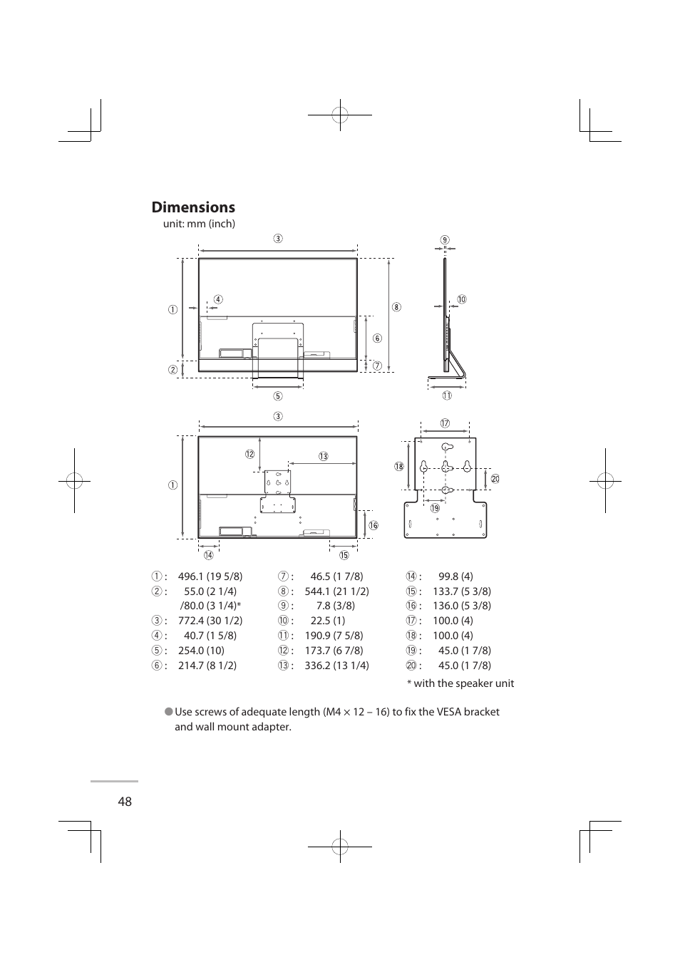 Dimensions | JVC LT-32WX50 User Manual | Page 67 / 79