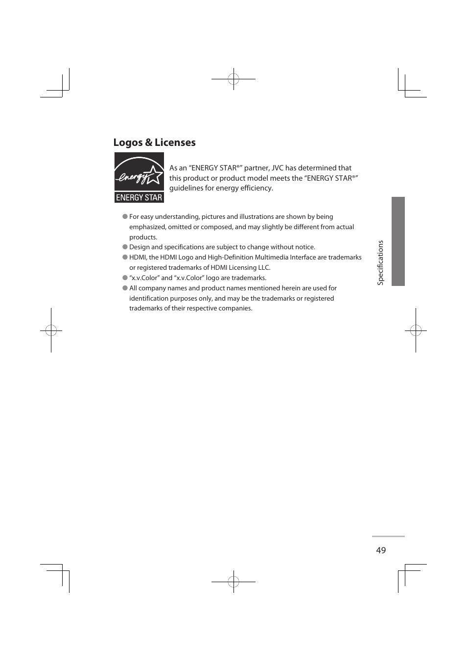 Logos & licenses | JVC LT-32WX50 User Manual | Page 68 / 79