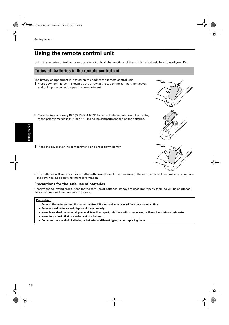 Using the remote control unit | JVC XV-S60 User Manual | Page 20 / 60