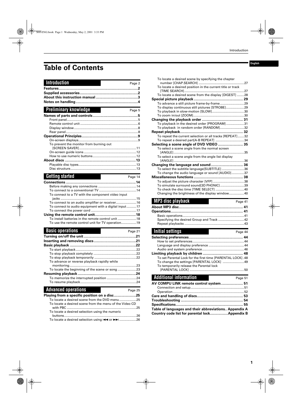 JVC XV-S60 User Manual | Page 3 / 60