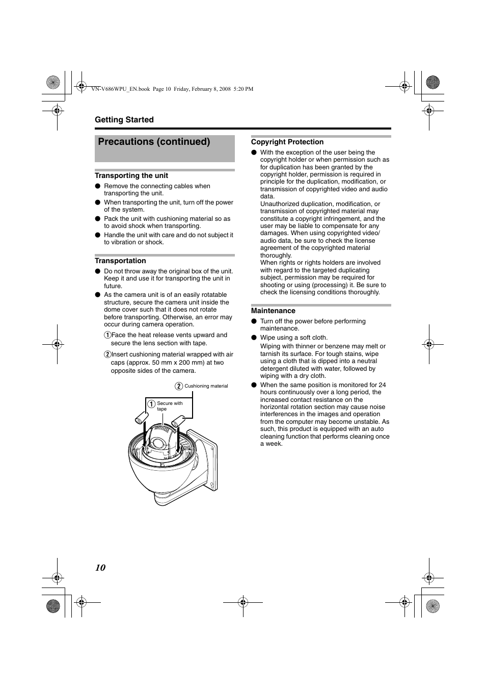 Precautions (continued) | JVC VN-V686WPU User Manual | Page 10 / 119