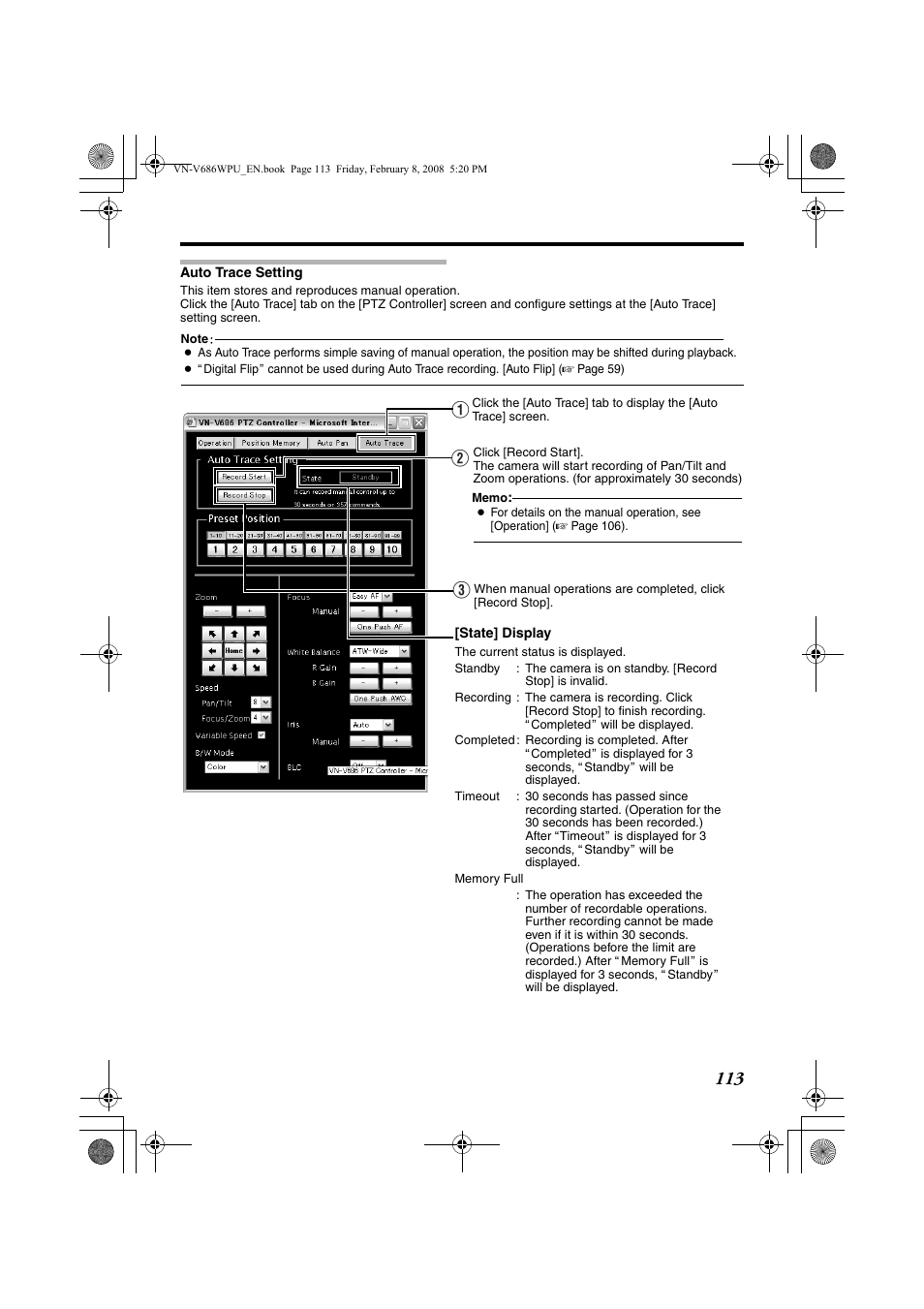 Auto trace setting, Ab c | JVC VN-V686WPU User Manual | Page 113 / 119