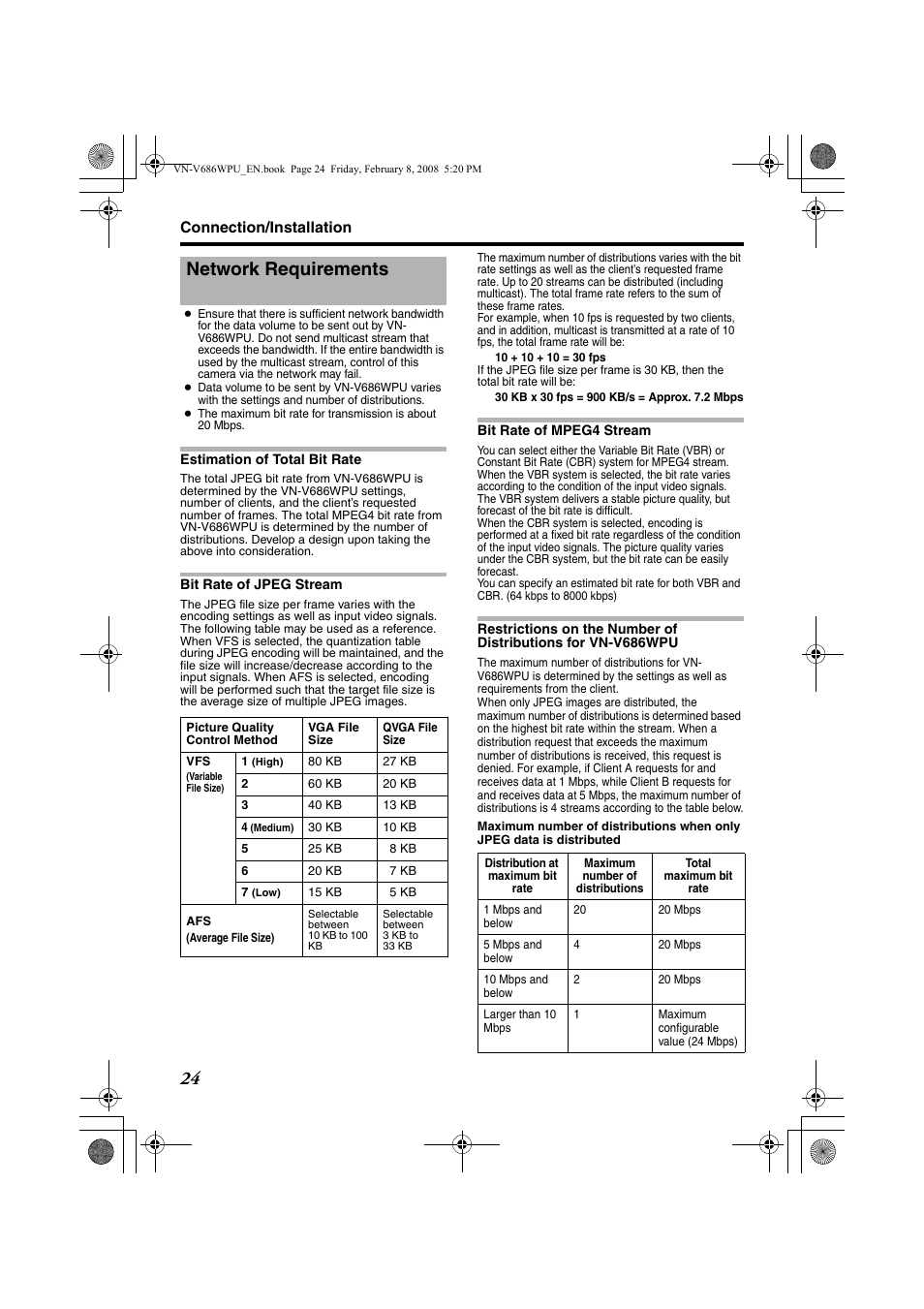 Network requirements | JVC VN-V686WPU User Manual | Page 24 / 119