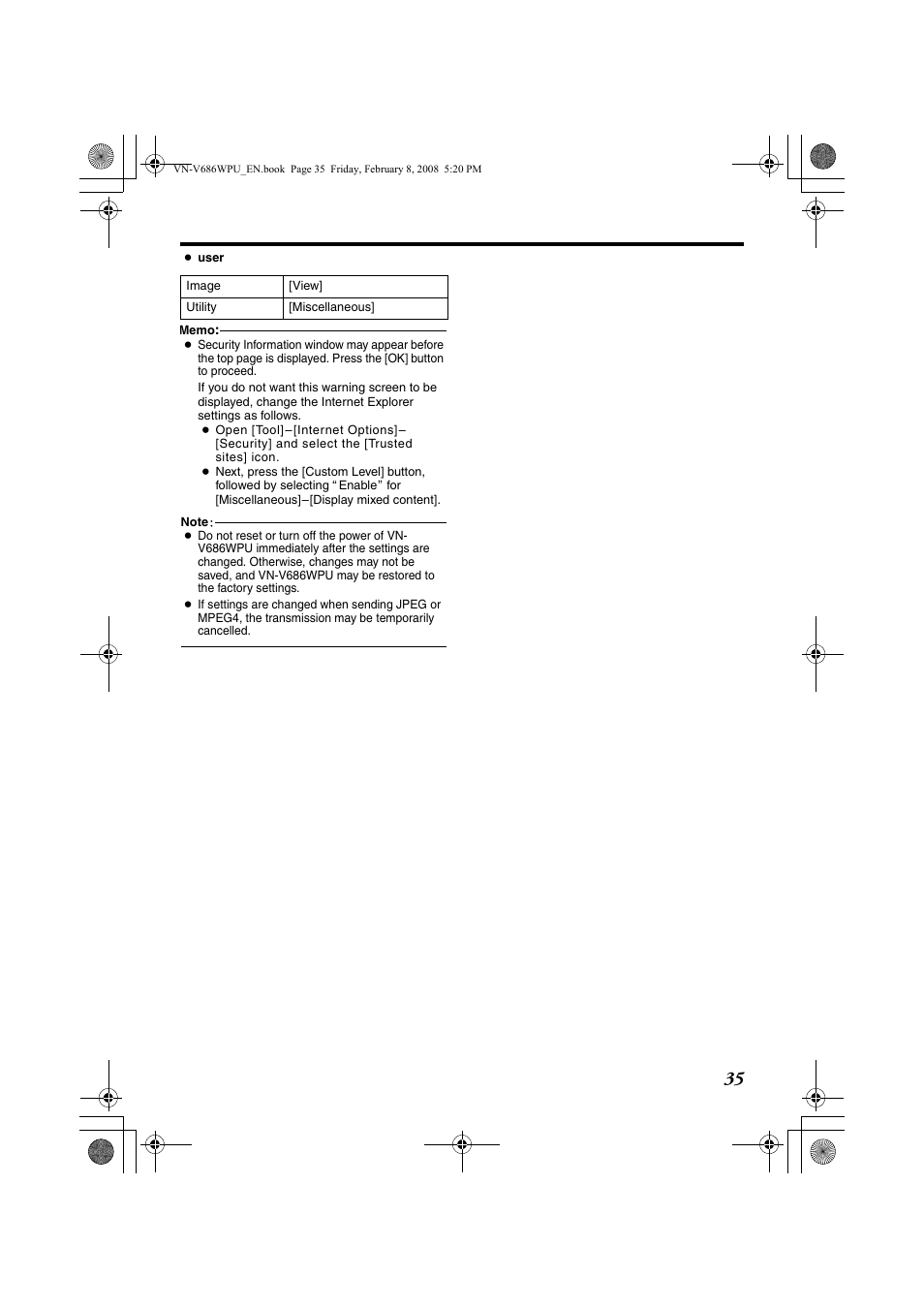 JVC VN-V686WPU User Manual | Page 35 / 119