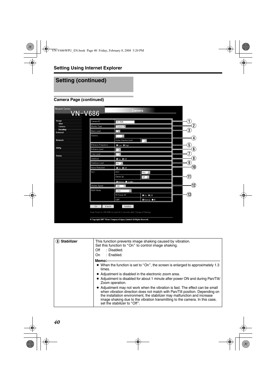 Setting (continued) | JVC VN-V686WPU User Manual | Page 40 / 119