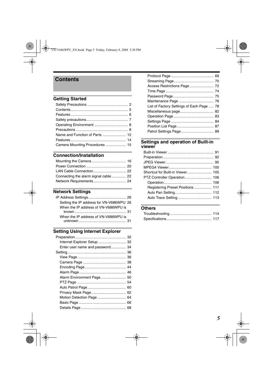 JVC VN-V686WPU User Manual | Page 5 / 119