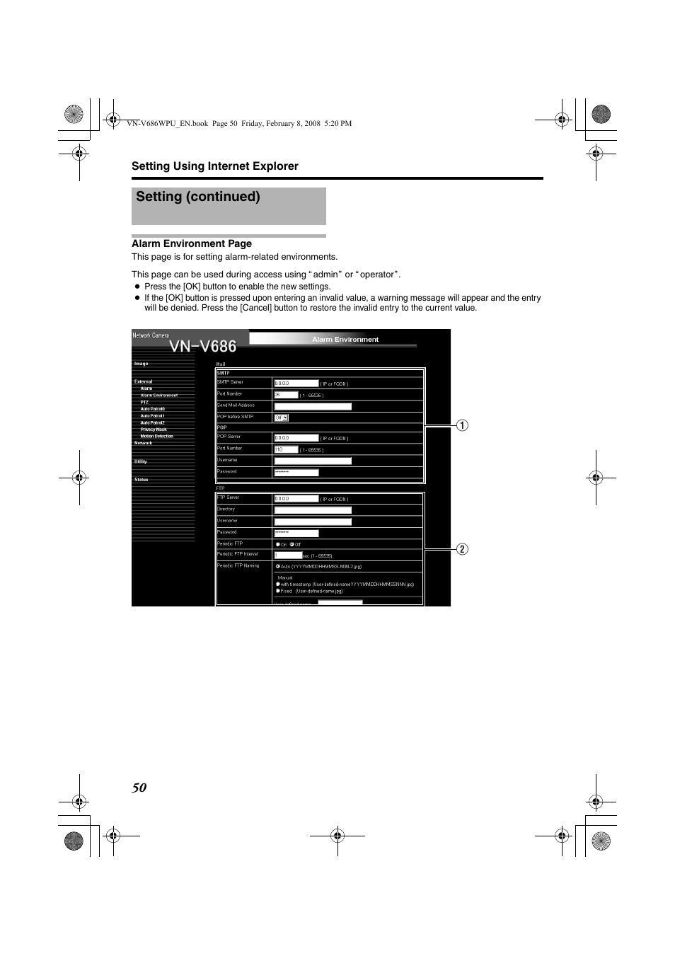 Setting (continued) | JVC VN-V686WPU User Manual | Page 50 / 119