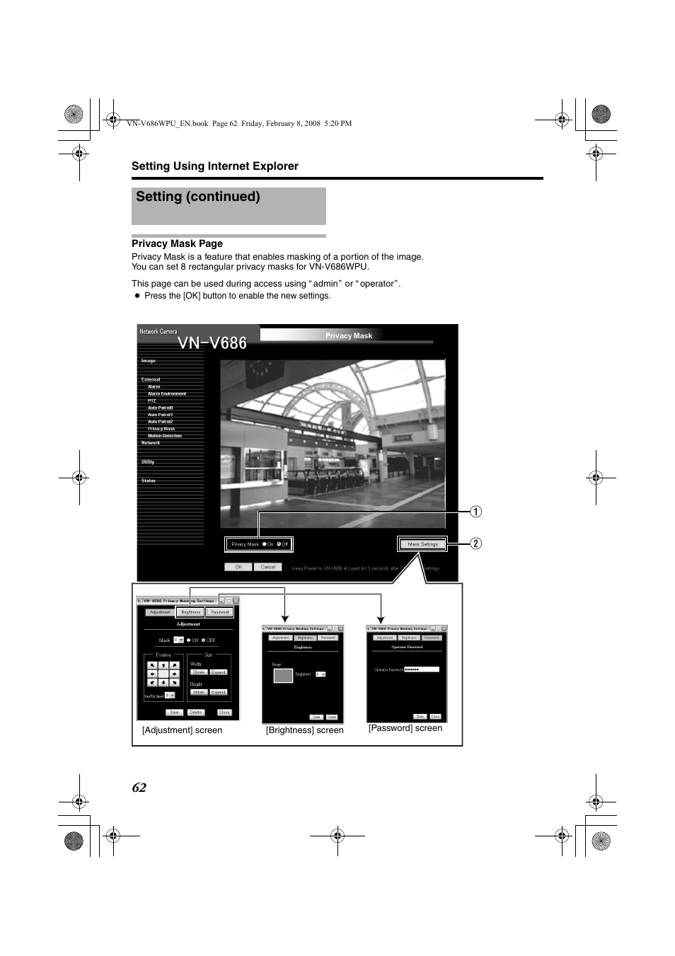 Setting (continued) | JVC VN-V686WPU User Manual | Page 62 / 119