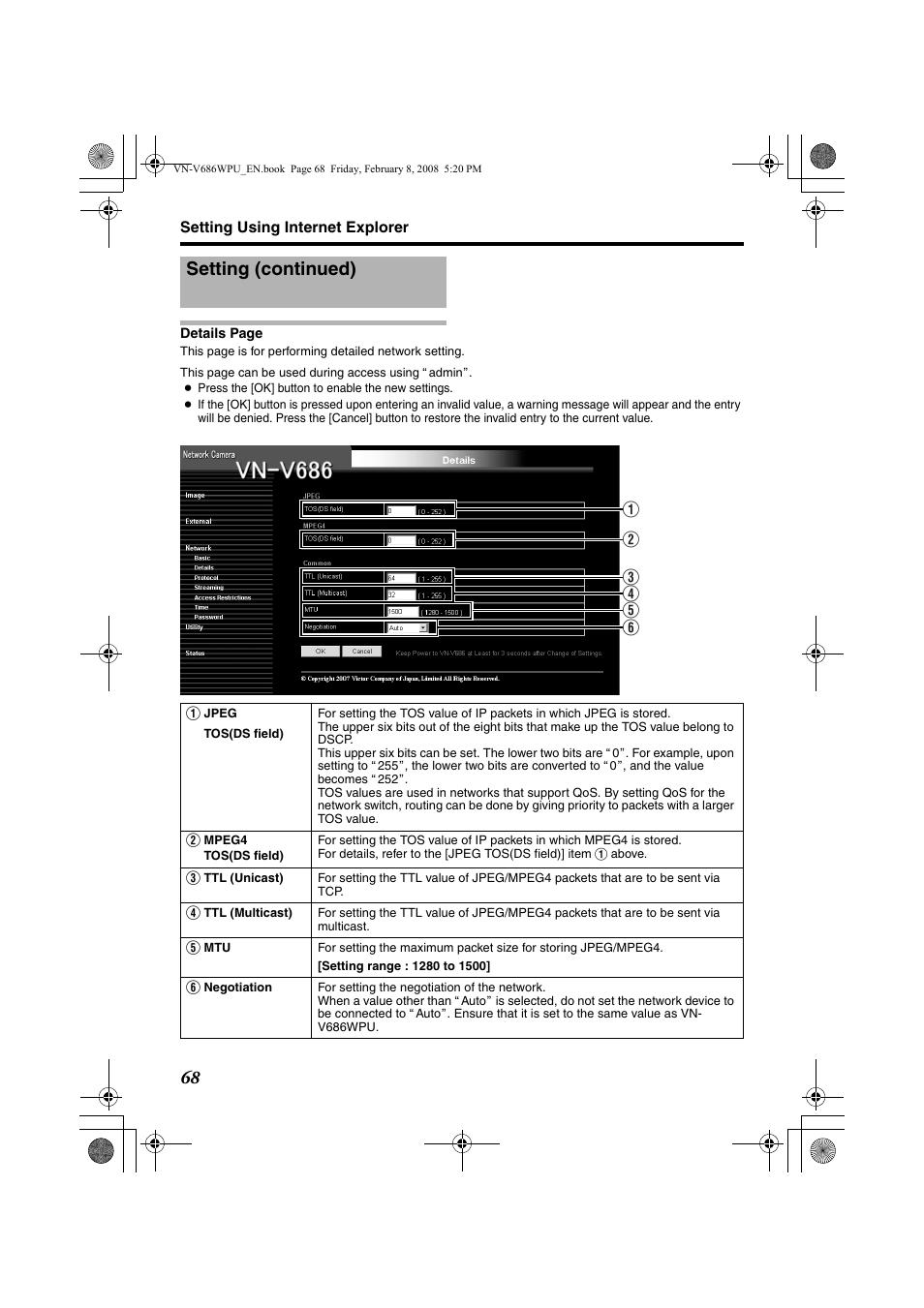 Setting (continued) | JVC VN-V686WPU User Manual | Page 68 / 119