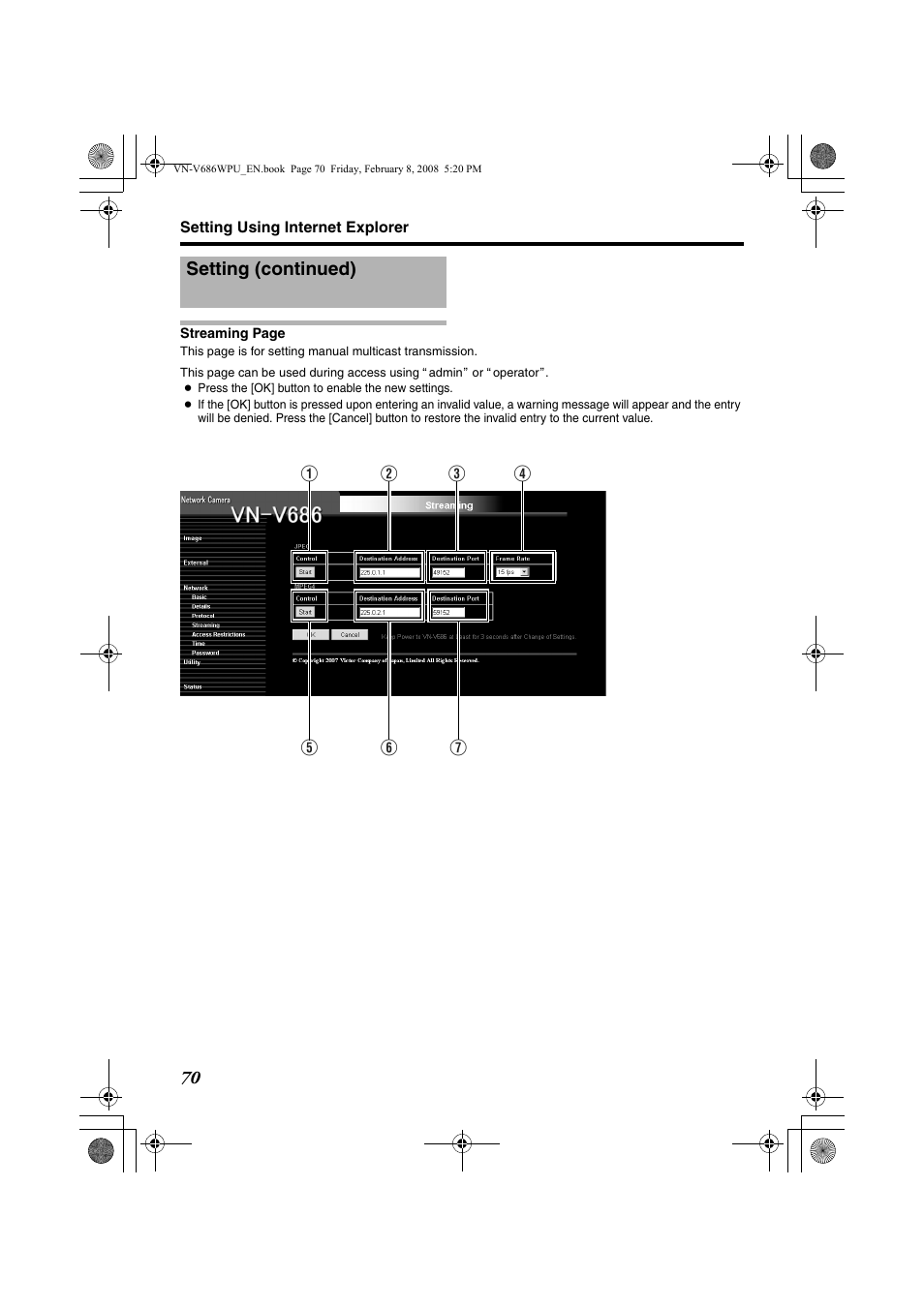 Setting (continued) | JVC VN-V686WPU User Manual | Page 70 / 119