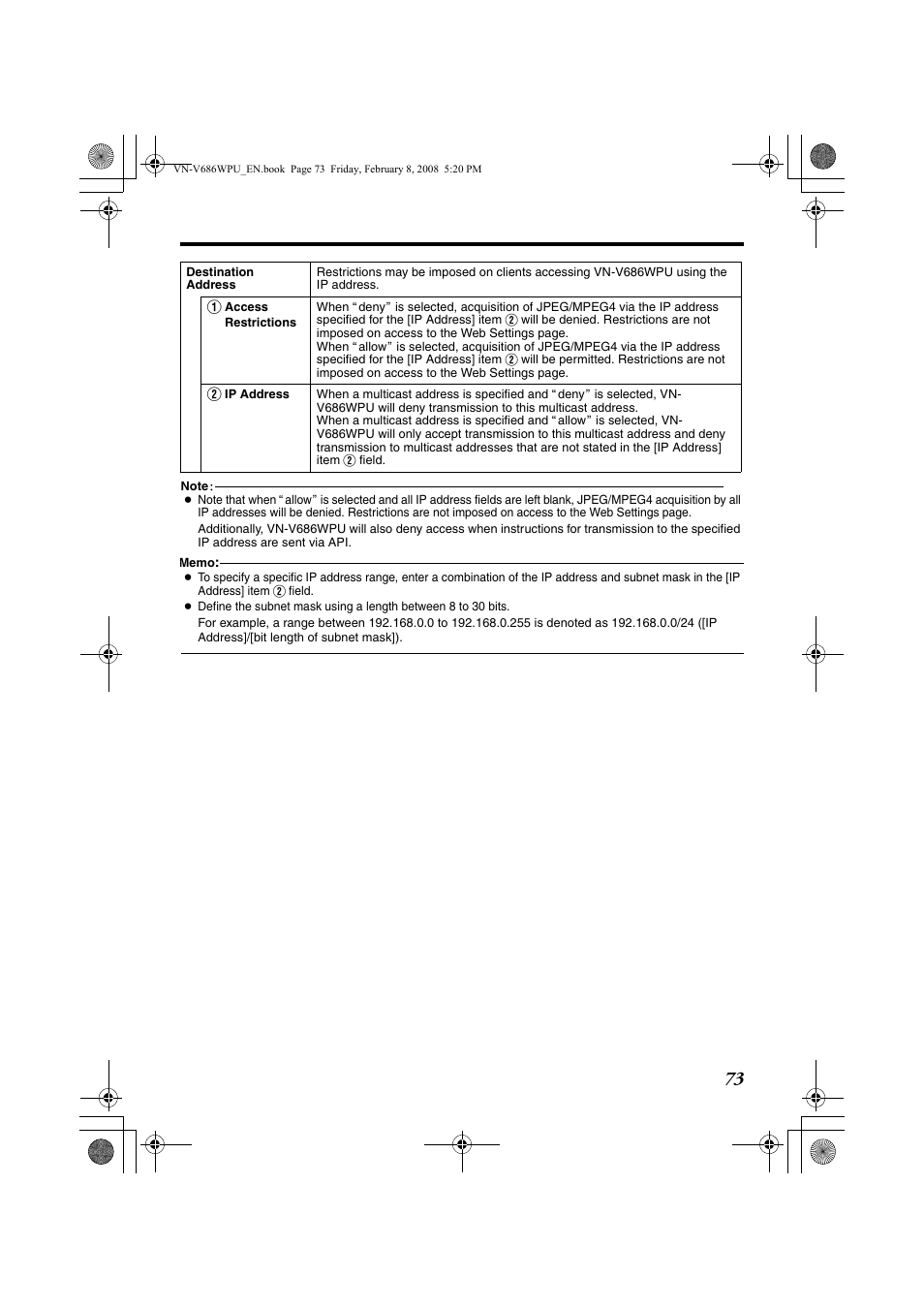 JVC VN-V686WPU User Manual | Page 73 / 119