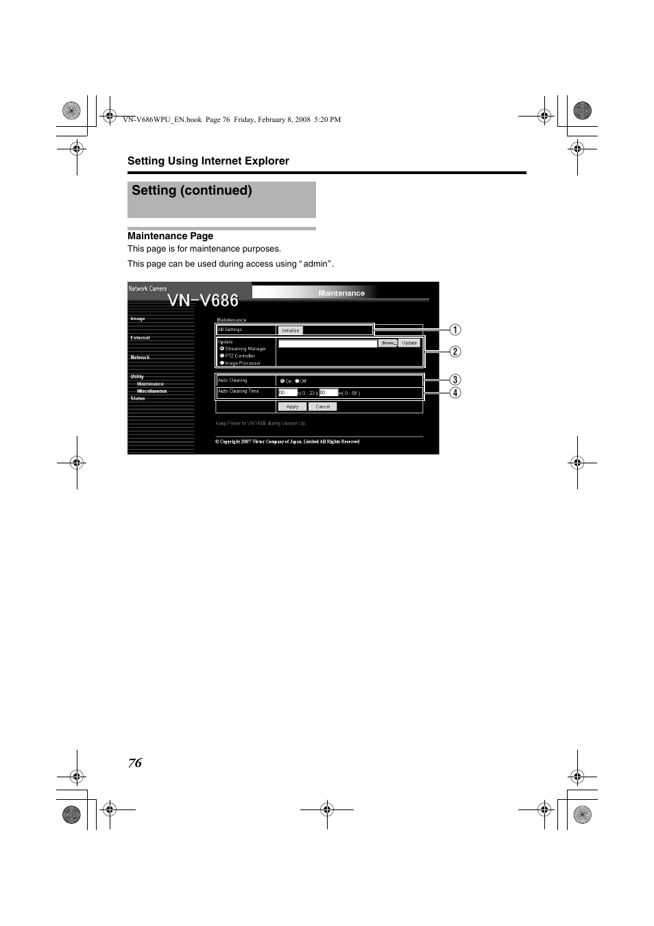 Setting (continued) | JVC VN-V686WPU User Manual | Page 76 / 119
