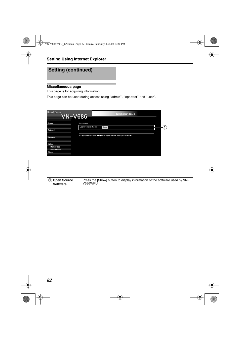 Setting (continued) | JVC VN-V686WPU User Manual | Page 82 / 119