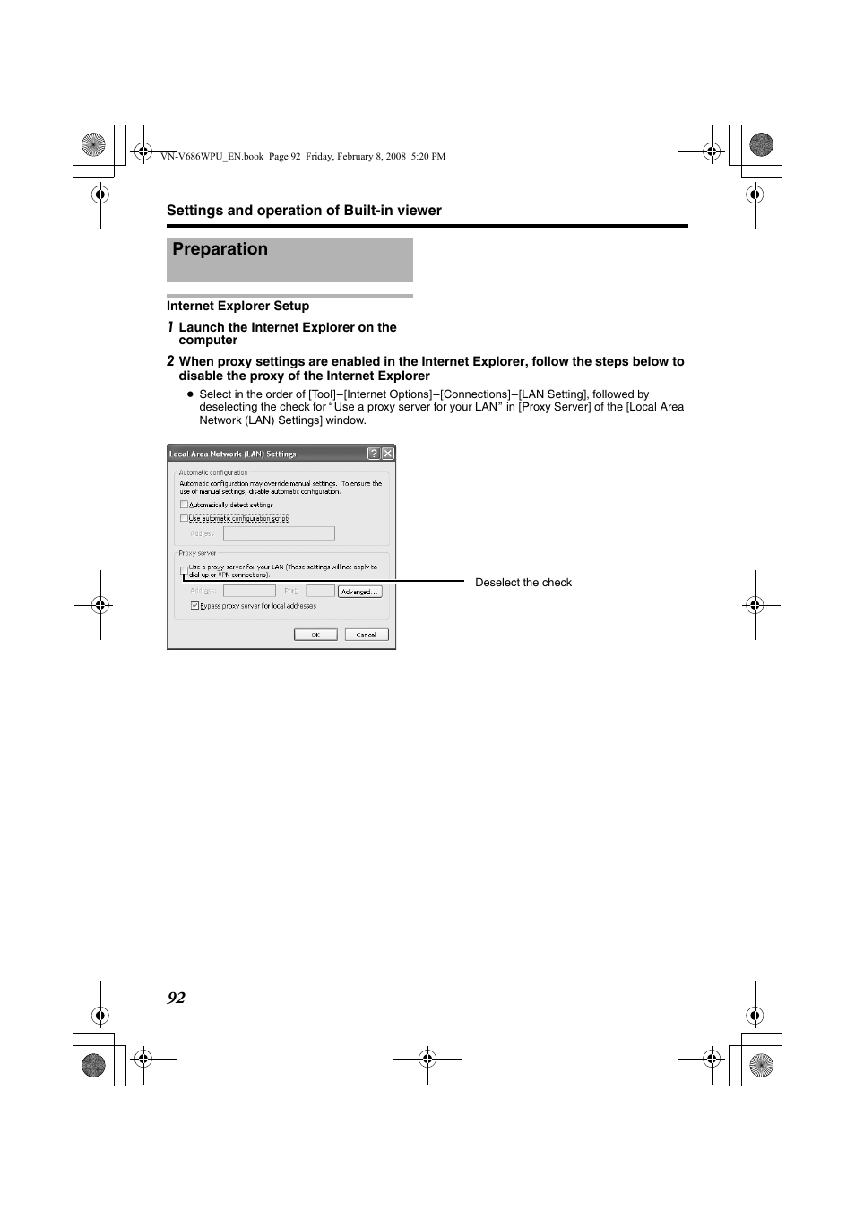 Preparation | JVC VN-V686WPU User Manual | Page 92 / 119