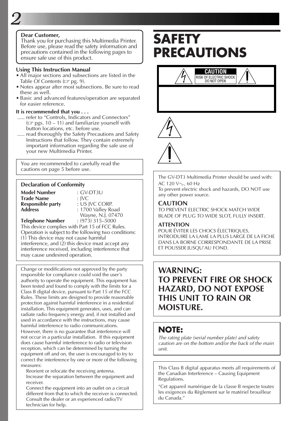 Safety precautions | JVC 0199MNV*UN*SW User Manual | Page 2 / 52