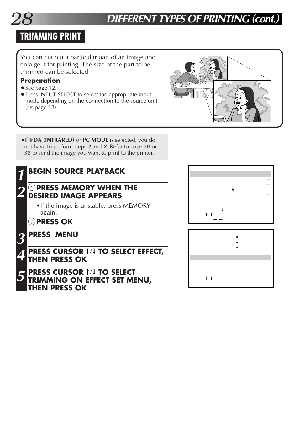 Different types of printing (cont.), Trimming print | JVC 0199MNV*UN*SW User Manual | Page 28 / 52