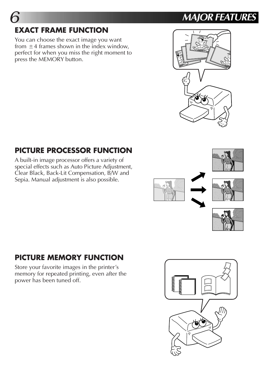 Major features | JVC 0199MNV*UN*SW User Manual | Page 6 / 52