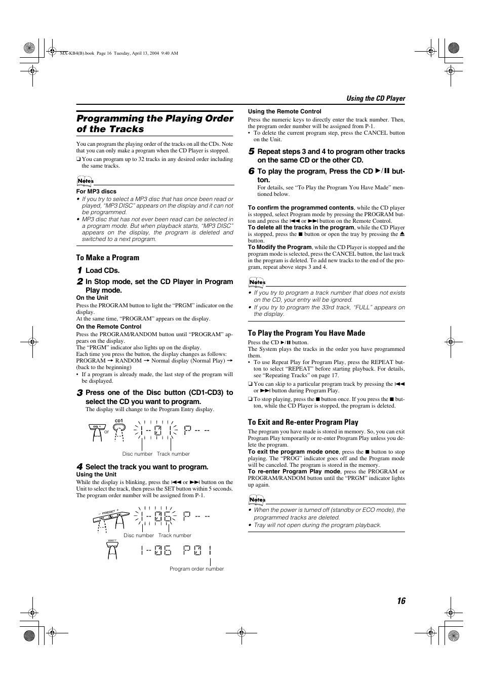 Programming the playing order of the tracks | JVC ca-mxkb4 User Manual | Page 19 / 32