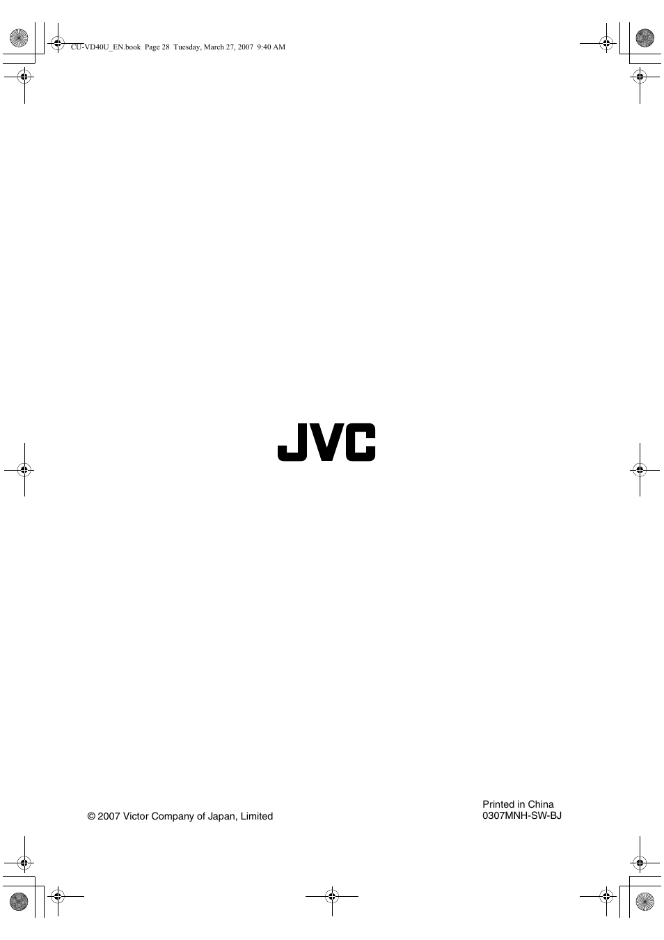 JVC HD Everio SHARE STATION CU-VD40U User Manual | Page 28 / 28