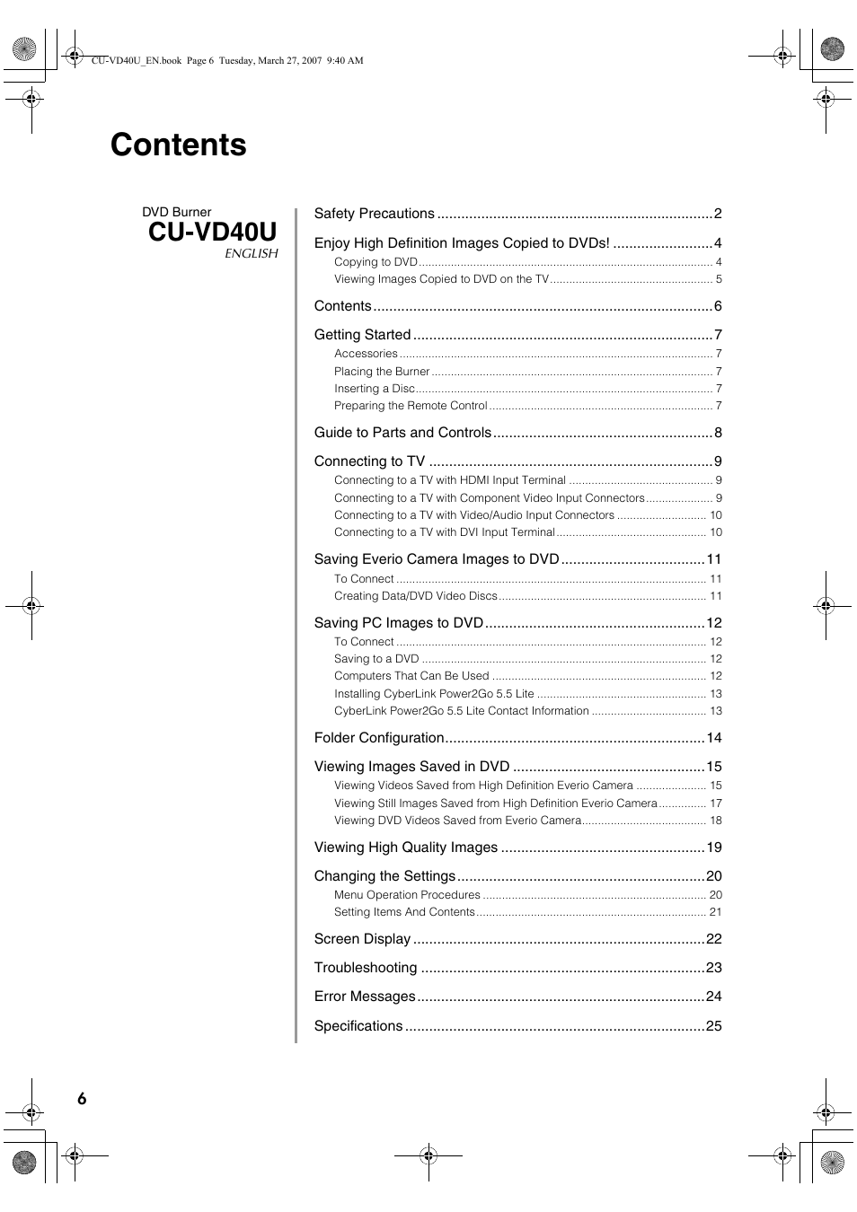 JVC HD Everio SHARE STATION CU-VD40U User Manual | Page 6 / 28