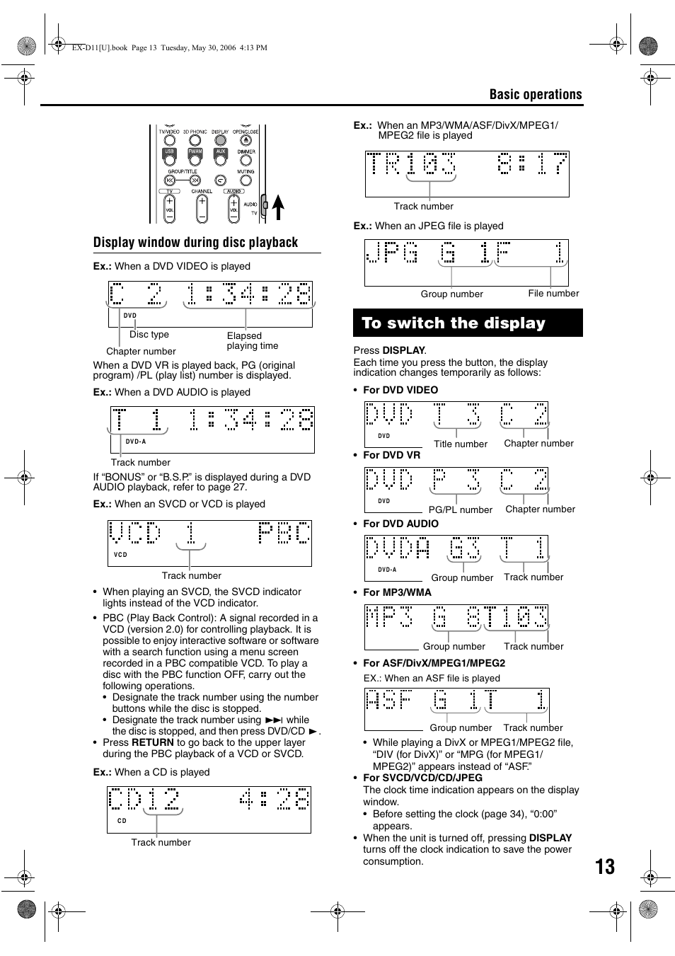 To switch the display | JVC CA-EXD11 User Manual | Page 101 / 128