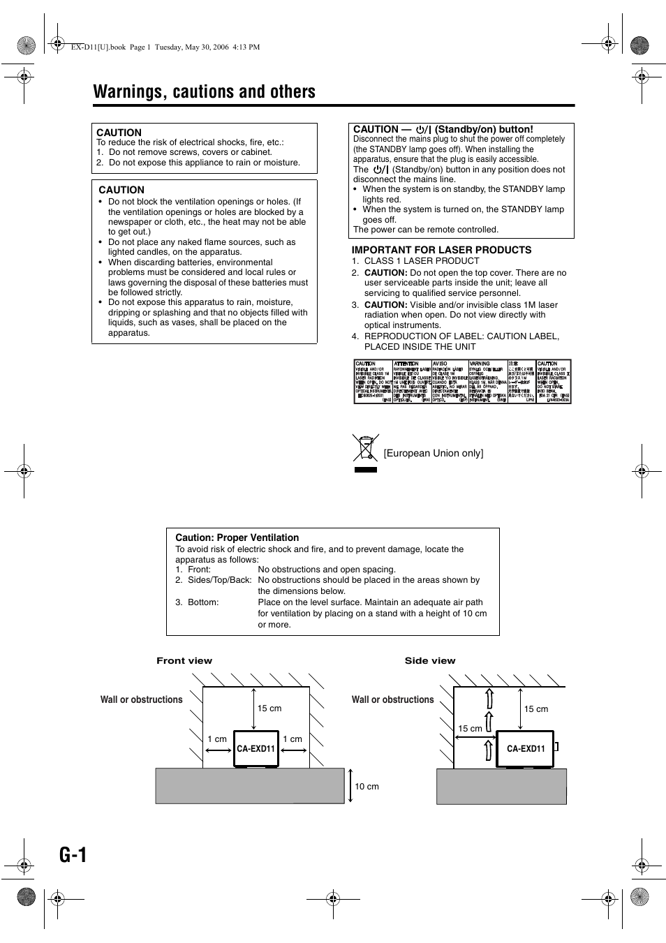 Warnings, cautions and others | JVC CA-EXD11 User Manual | Page 46 / 128