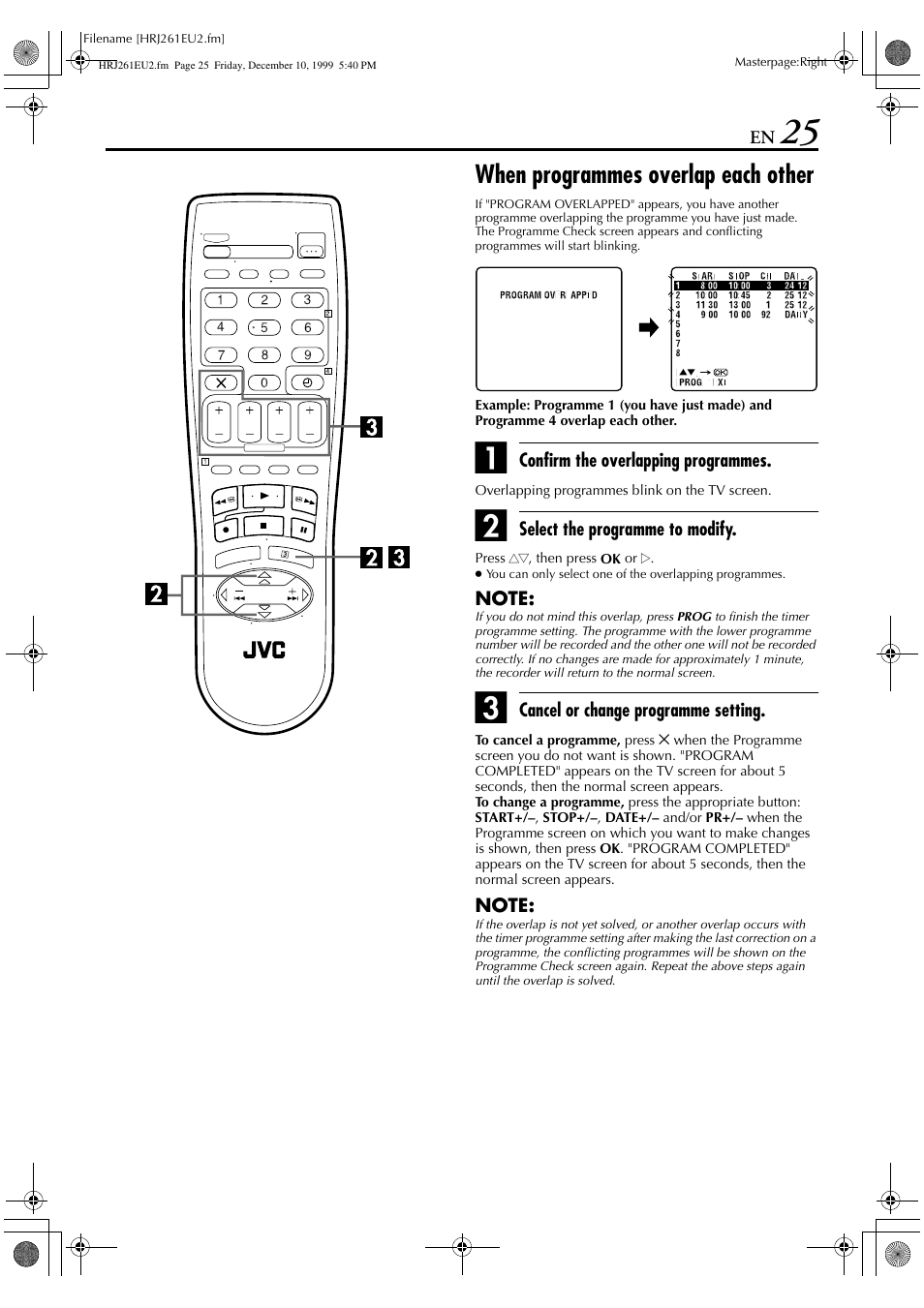 When programmes overlap each other | JVC HR-J261EU User Manual | Page 25 / 44