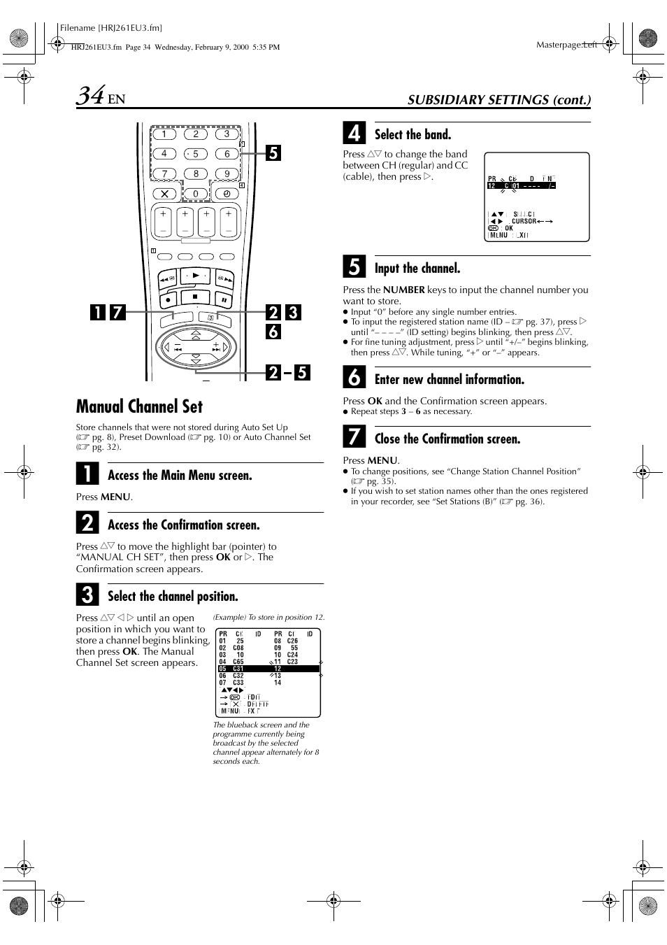 Manual channel set | JVC HR-J261EU User Manual | Page 34 / 44