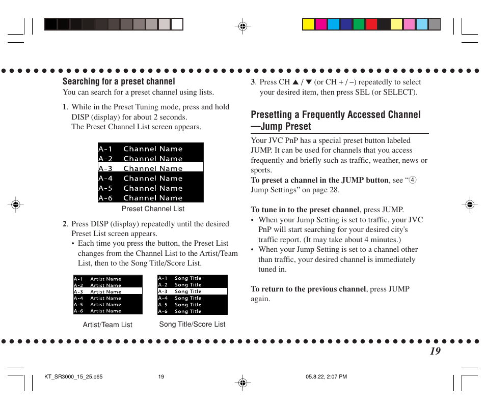 JVC KT-SR3000 User Manual | Page 19 / 48