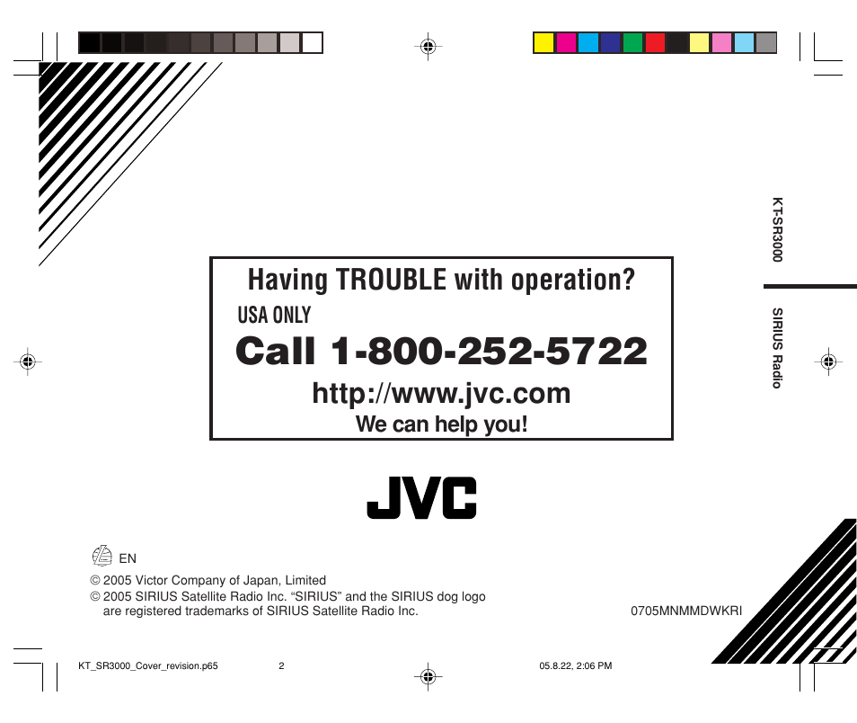 Having trouble with operation, Usa only, We can help you | JVC KT-SR3000 User Manual | Page 36 / 48