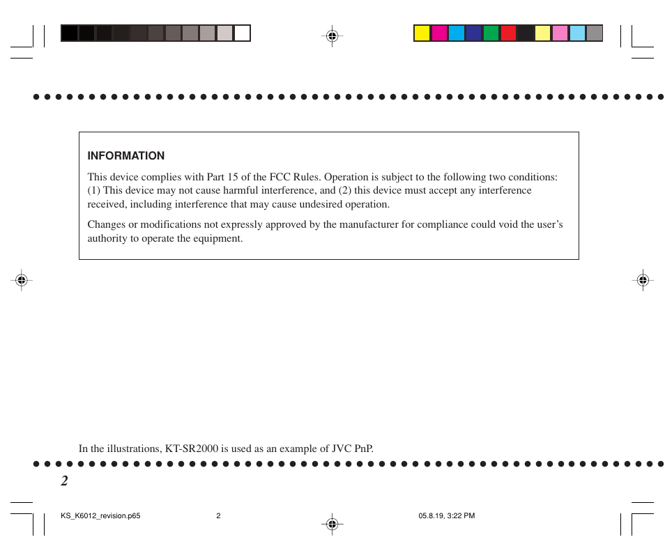Information | JVC KT-SR3000 User Manual | Page 38 / 48