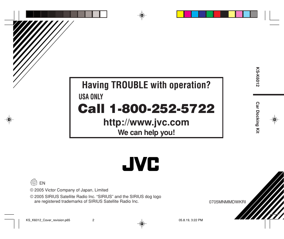 Having trouble with operation, Usa only, We can help you | JVC KT-SR3000 User Manual | Page 48 / 48