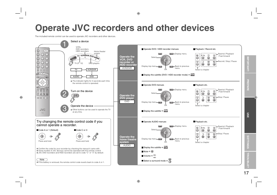 Operate jvc recorders and other devices | JVC 0706TKH-MW-VPC User Manual | Page 18 / 25