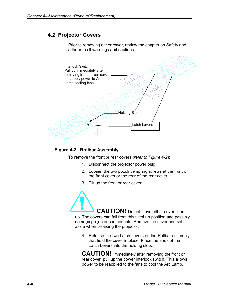 2 projector covers, Caution | JVC Model 200 User Manual | Page 101 / 140