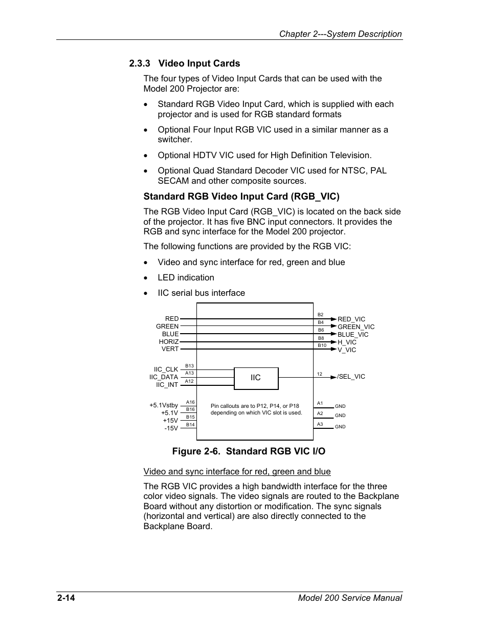 3 video input cards, Standard rgb video input card (rgb_vic), Figure 2-6. standard rgb vic i/o | Chapter 2---system description | JVC Model 200 User Manual | Page 28 / 140