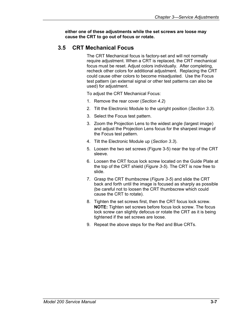 5crt mechanical focus, 5 crt mechanical focus | JVC Model 200 User Manual | Page 86 / 140