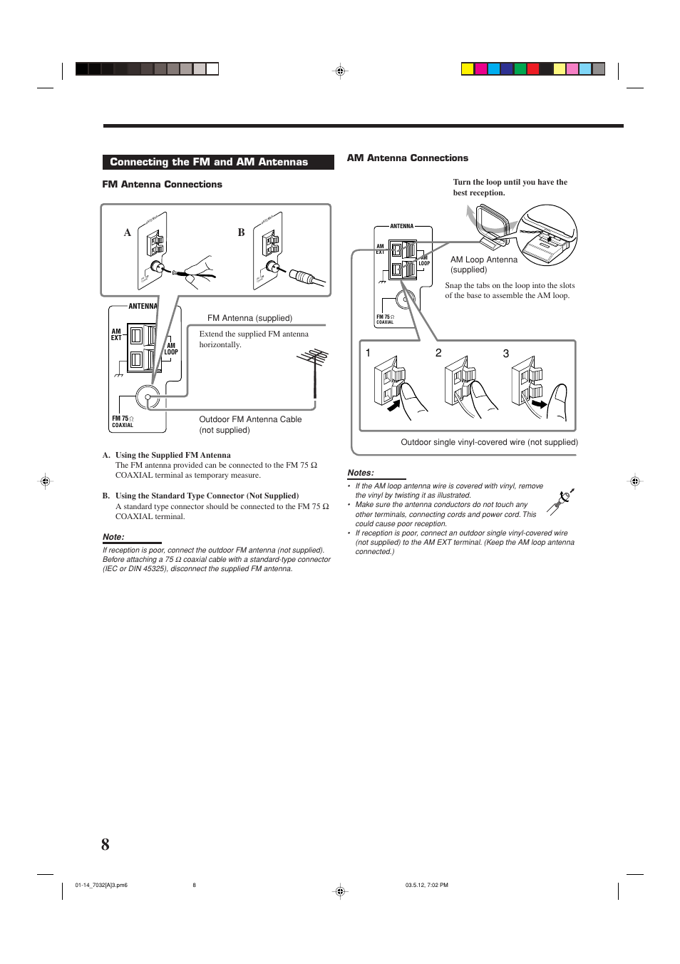 23 1 b, Connecting the fm and am antennas | JVC LVT1007-010A[A] User Manual | Page 10 / 53