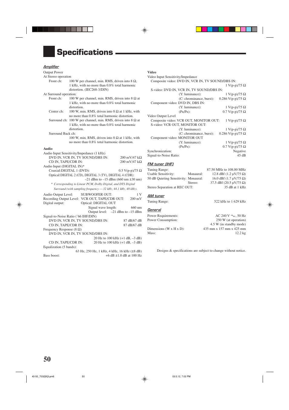 Specifications | JVC LVT1007-010A[A] User Manual | Page 52 / 53