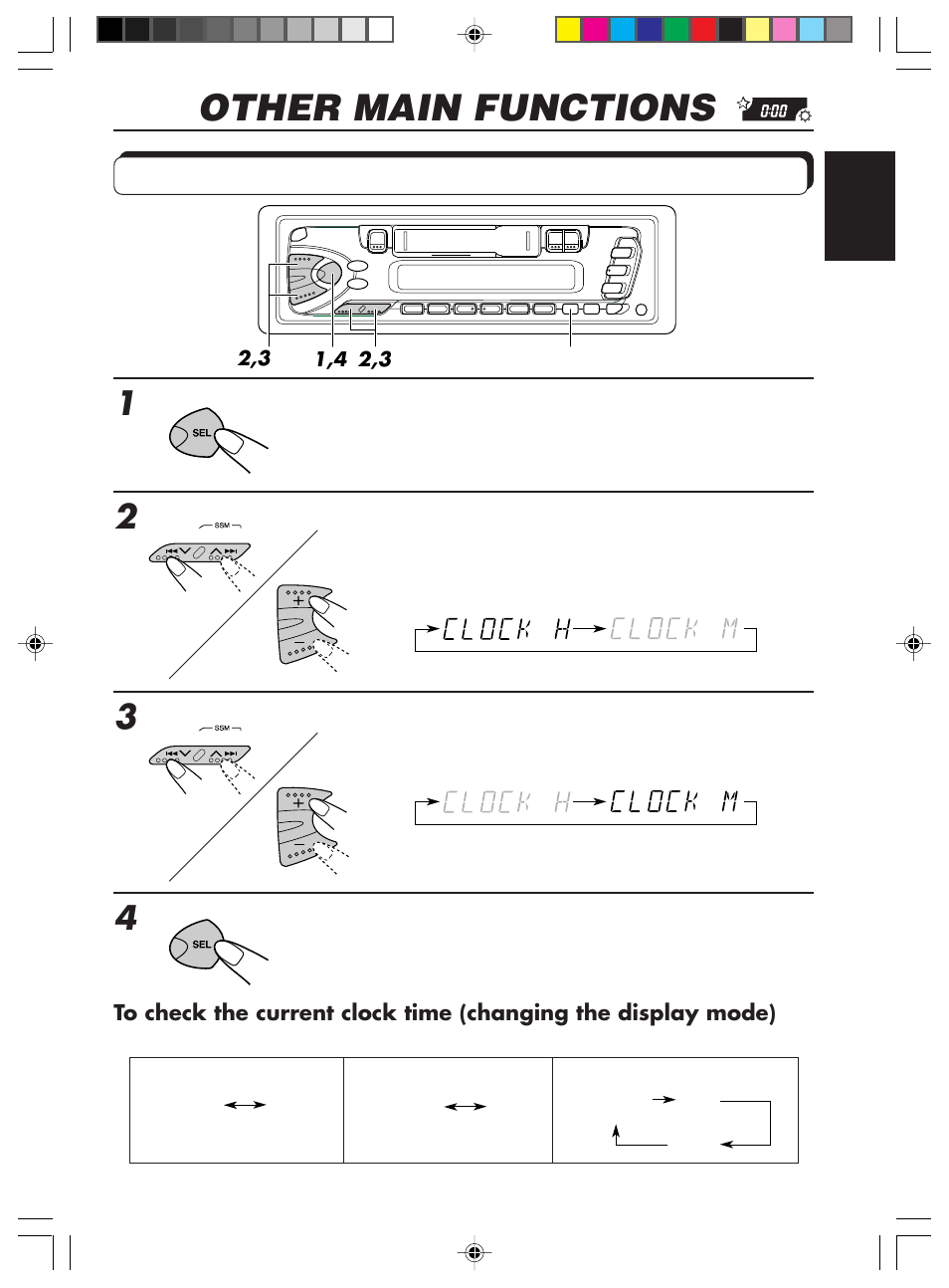 Other main functions, Setting the clock | JVC KS-FX201 User Manual | Page 13 / 24