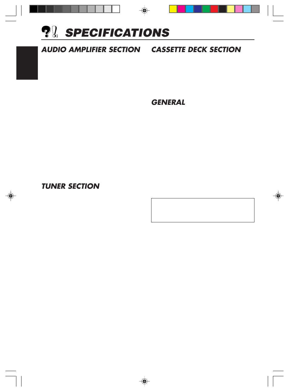 Specifications, General | JVC KS-FX201 User Manual | Page 20 / 24