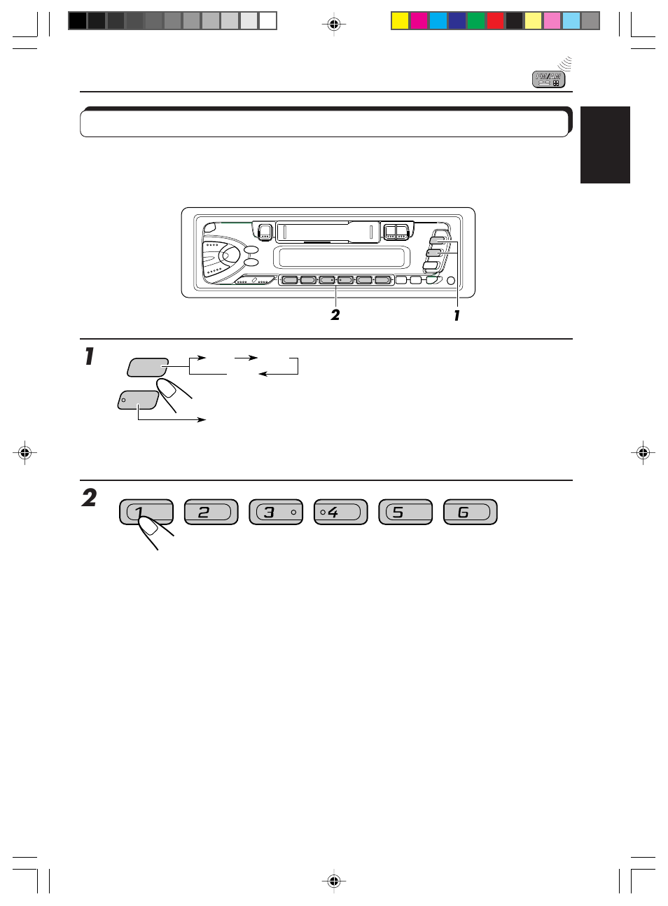 Tuning into a preset station, Select the band (fm1, fm2, fm3 or am) you want | JVC KS-FX201 User Manual | Page 7 / 24