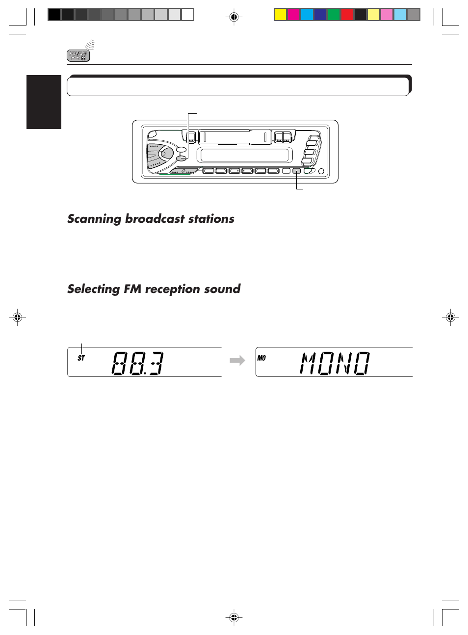 Other convenient tuner functions, Scanning broadcast stations, Selecting fm reception sound | JVC KS-FX201 User Manual | Page 8 / 24