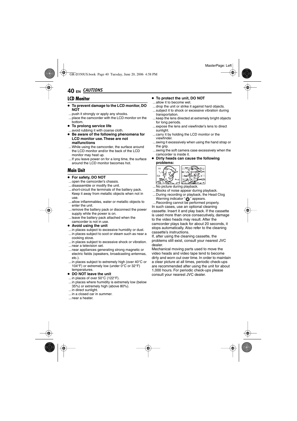 Lcd monitor, Main unit, Pg. 40) | JVC GR-D350U User Manual | Page 40 / 88