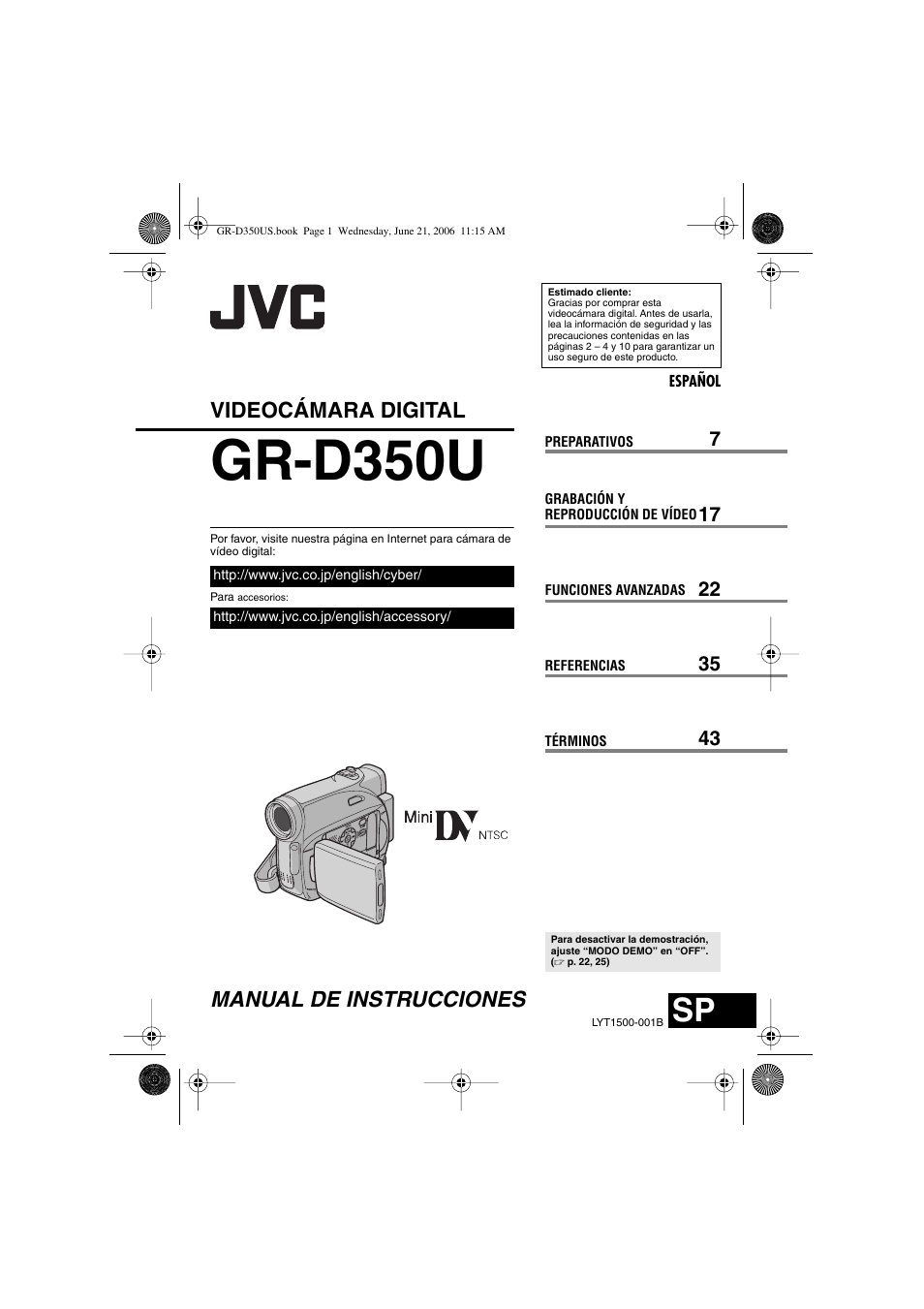 Gr-d350us_sp.pdf, Gr-d350u, Manual de instrucciones videocámara digital | JVC GR-D350U User Manual | Page 45 / 88