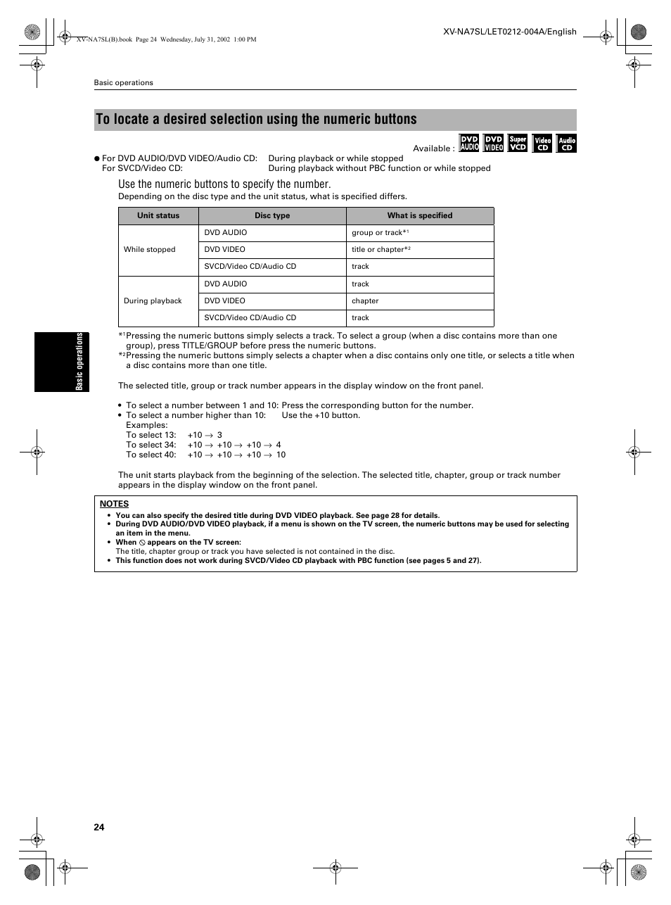 Use the numeric buttons to specify the number | JVC XV-NA7SL User Manual | Page 26 / 82
