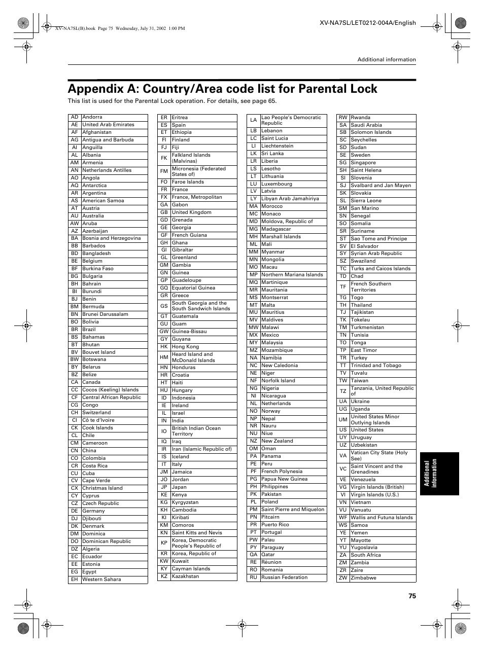 JVC XV-NA7SL User Manual | Page 77 / 82